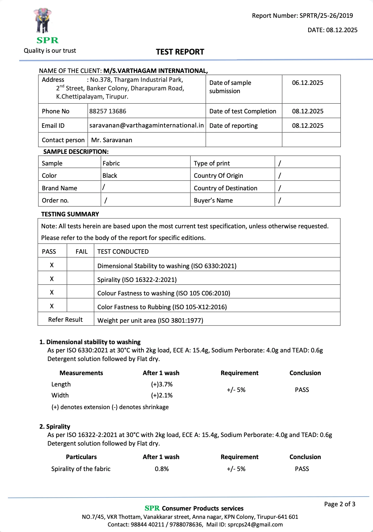 SPR test report — page 3